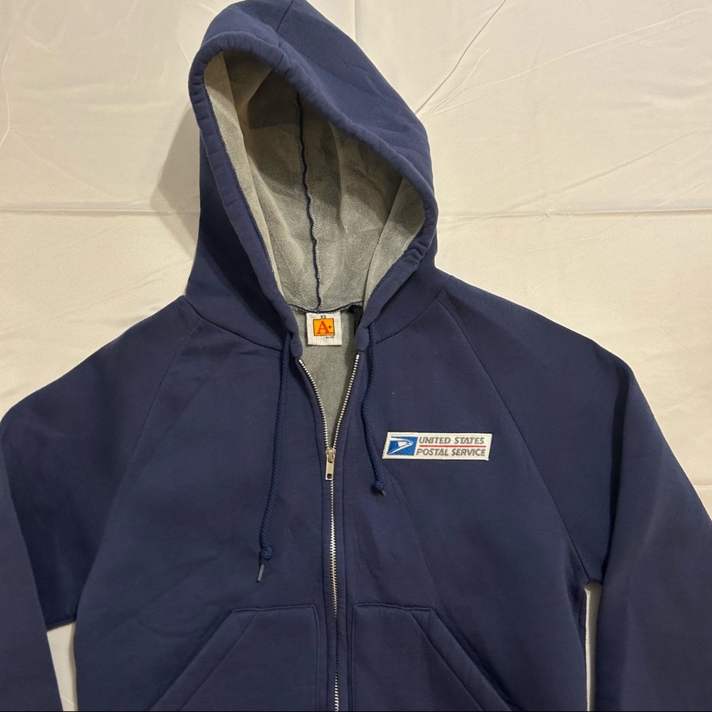 USPS Postal Blue Zip Hoodie Jacket Coat Delivery Employee Uniform Mens XS